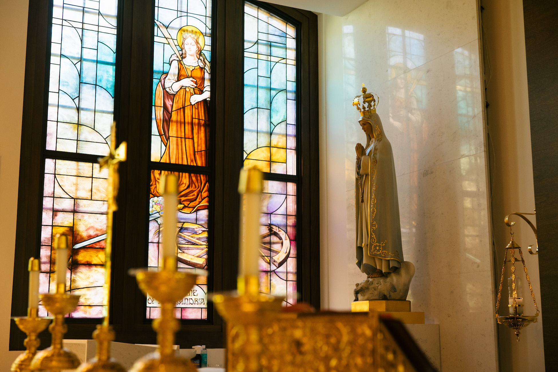 Beautiful Mary statue in a chapel