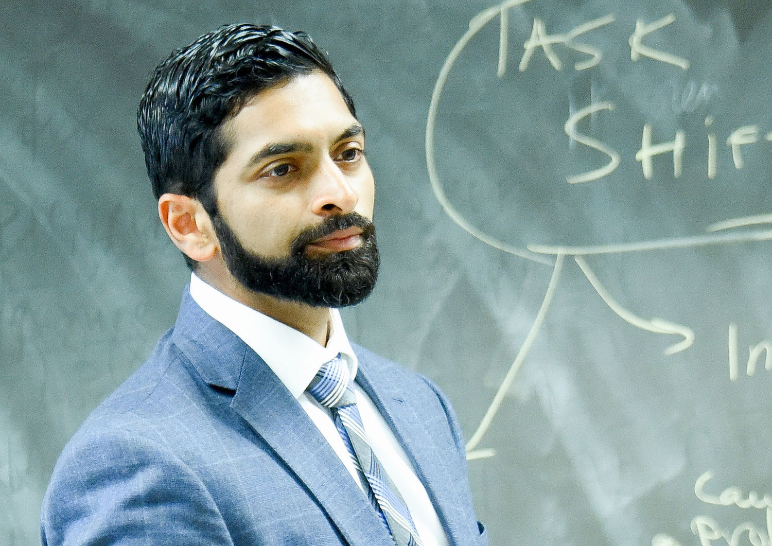 Brandon Vaidyanathan in a classroom.