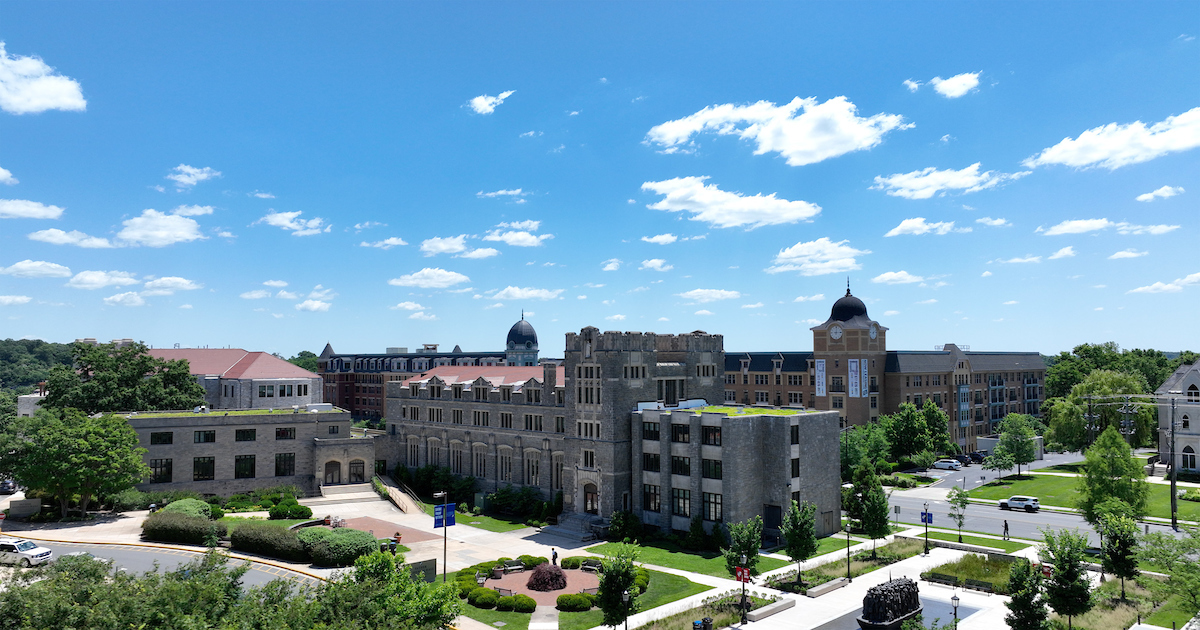An aerial view of Catholic University campus.