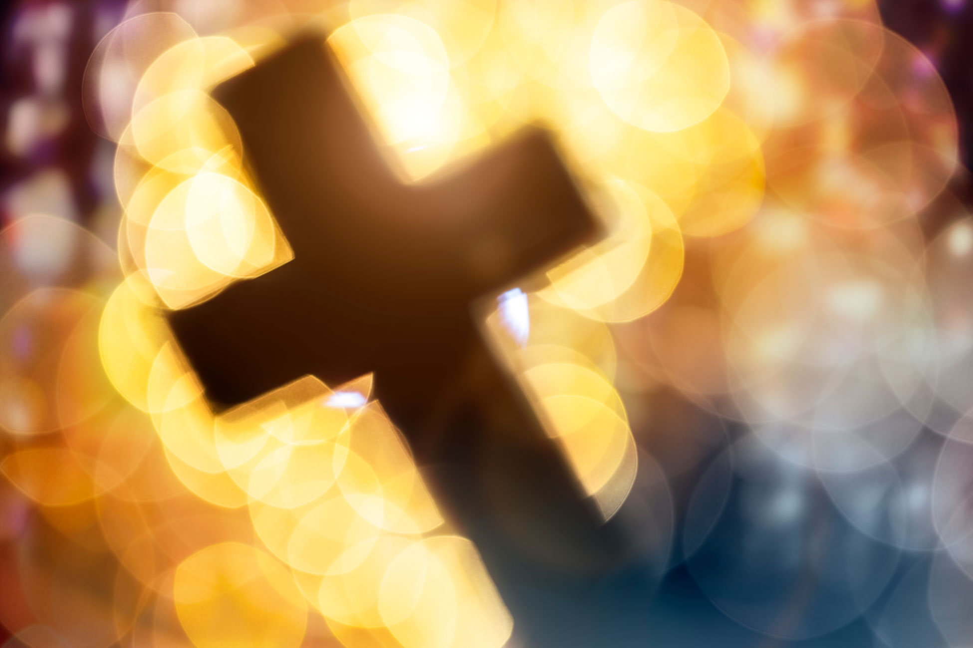 Cross shining in the light.