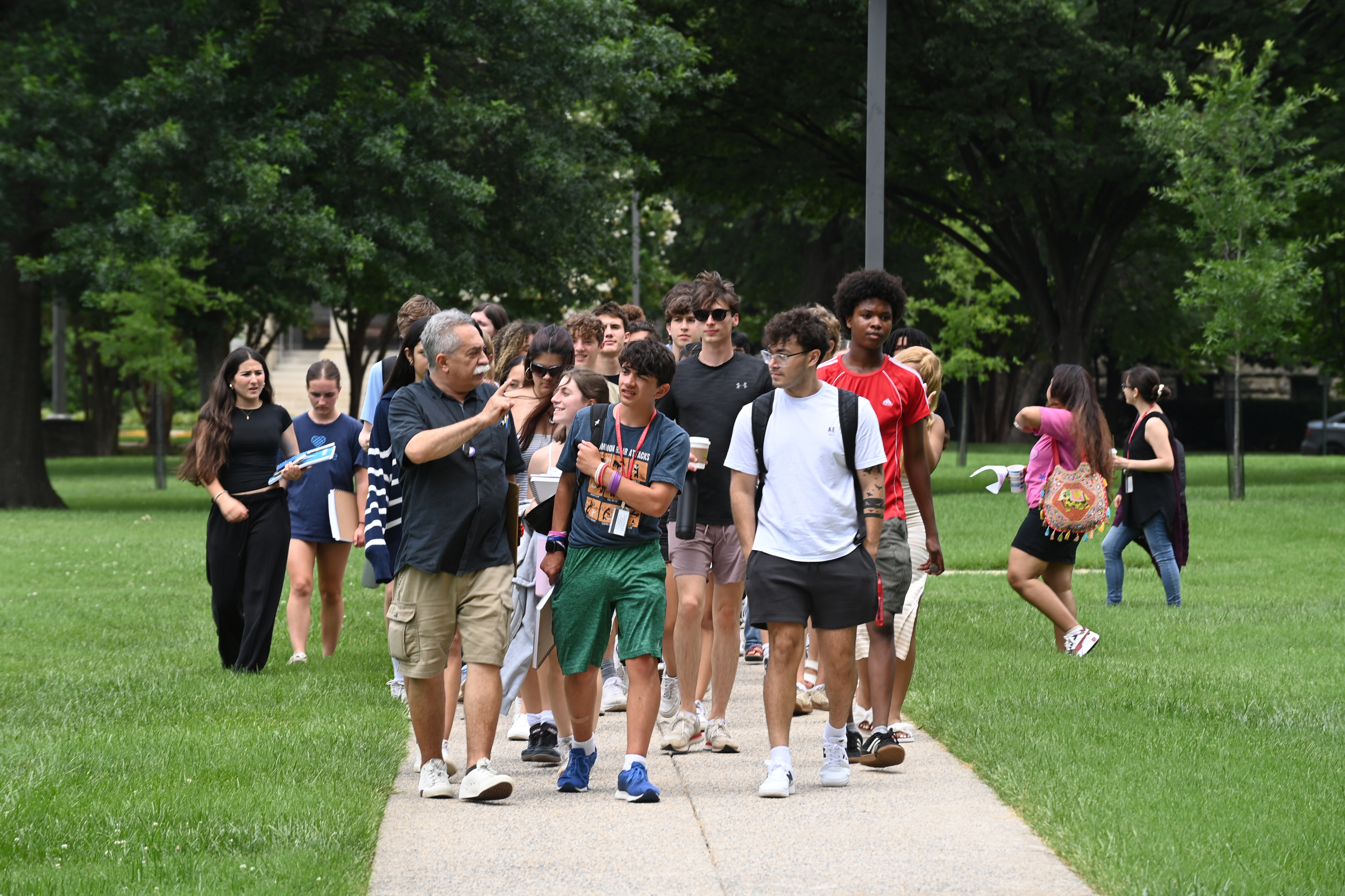 students are led on a campus tour
