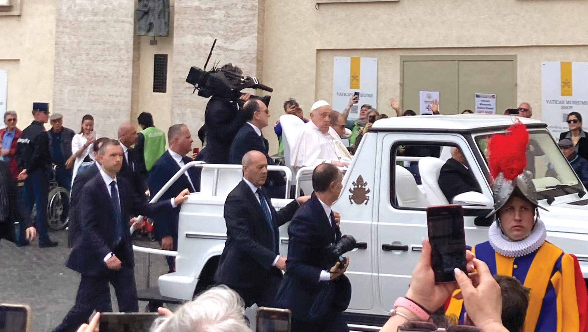 Pope Francis in popemobile in Rome, Easter Sunday 2025