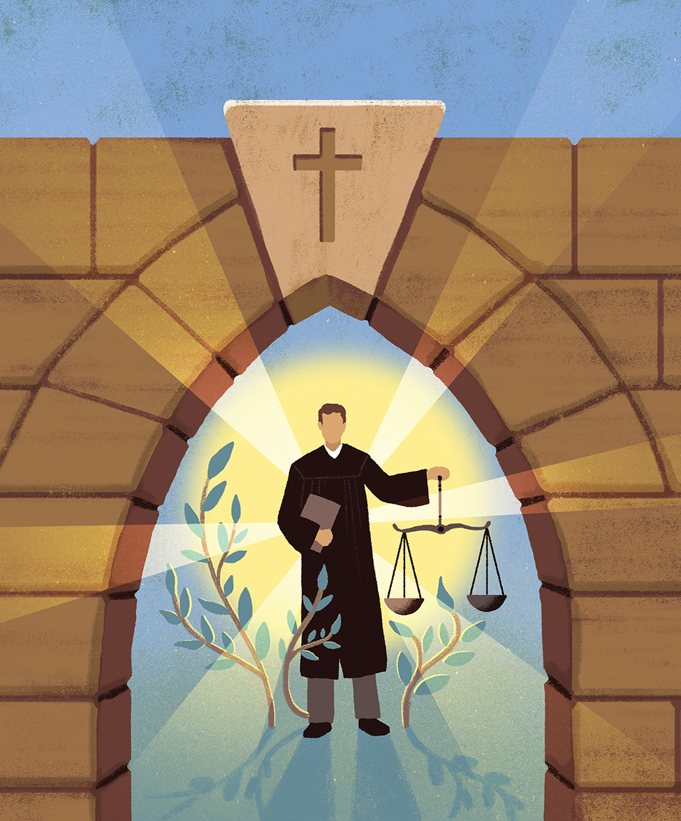 a cartoon of a lawyer holding a scale
