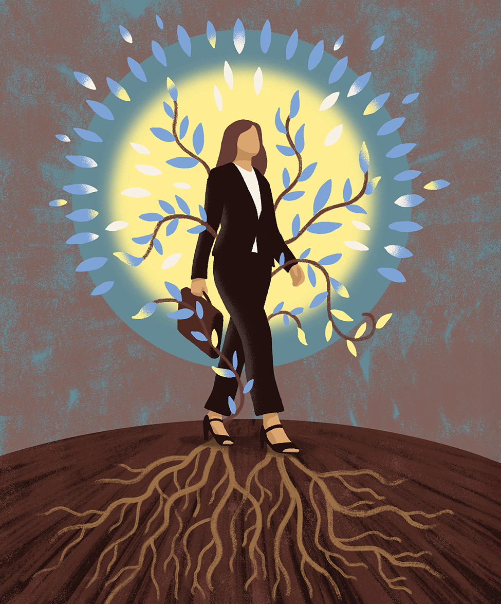 a cartoon of a woman dressed professionally