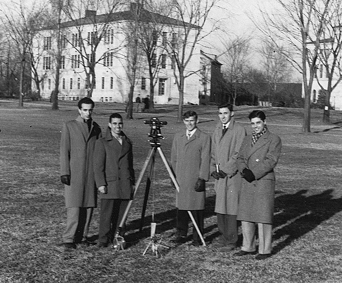 Eugene Louis Aronne, B.C.E. 1951, second from left — on campus with some friends.