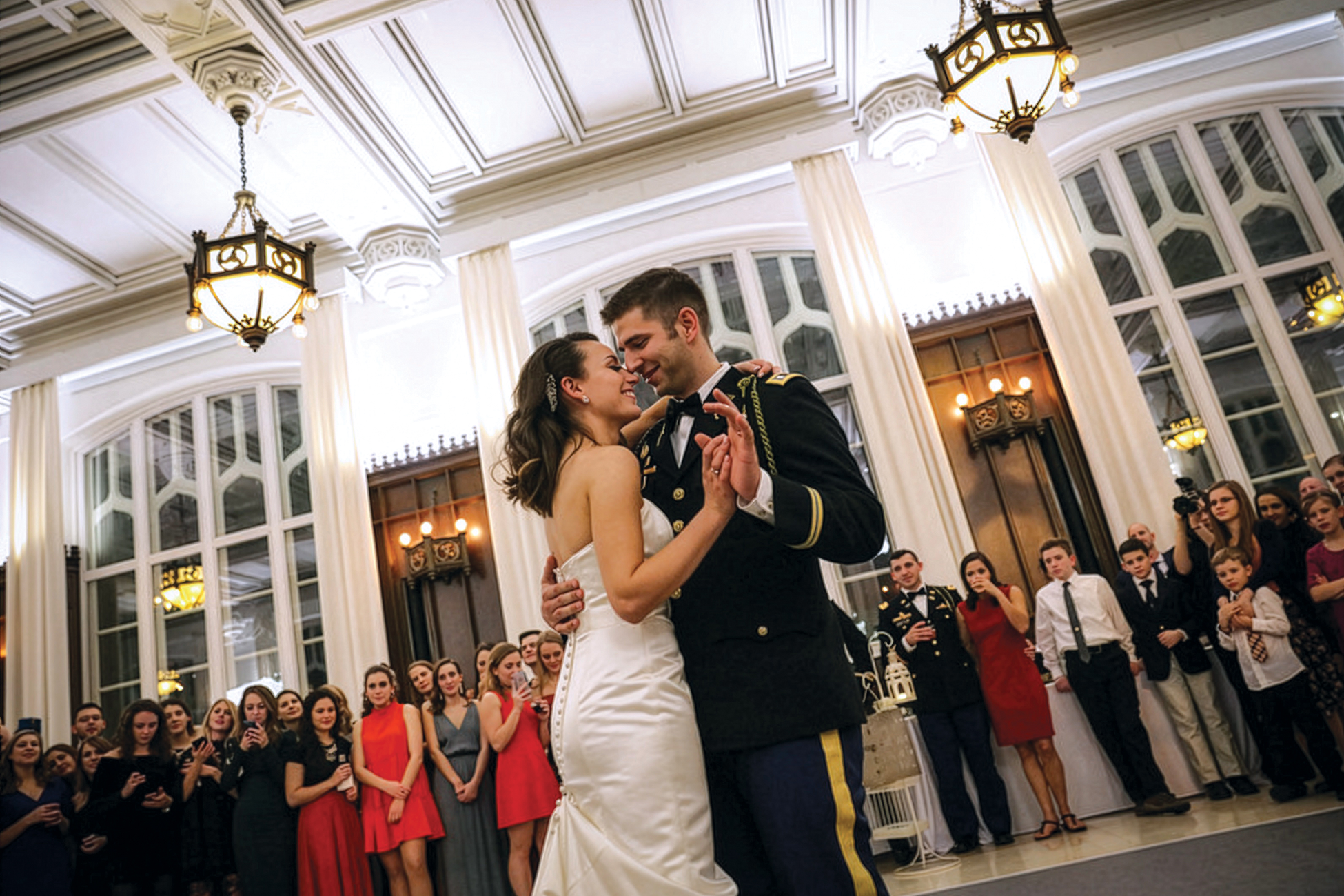 Kathryn Kilner Morris (BSN 2015) dances with her husband at their wedding reception on campus