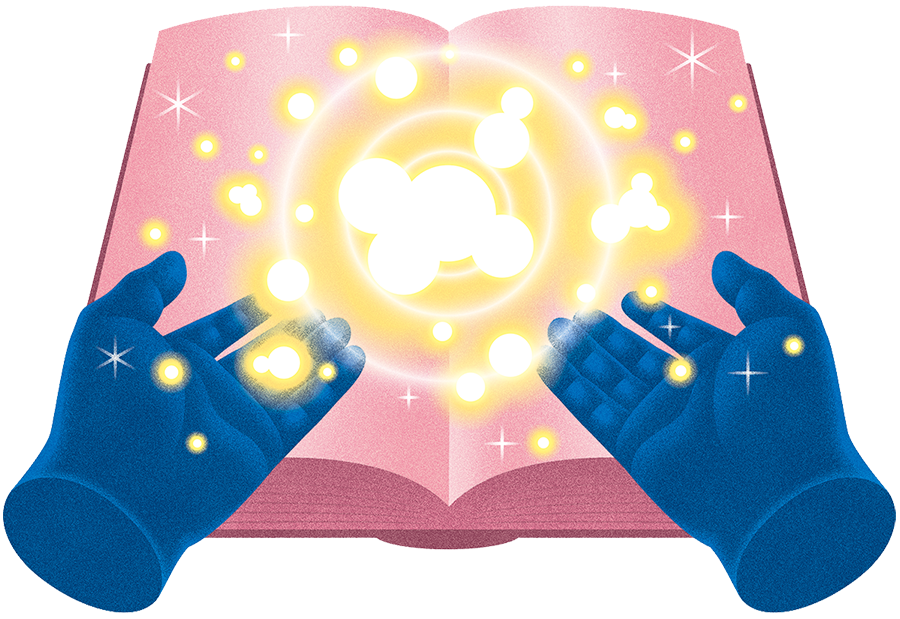 hands holding a book open