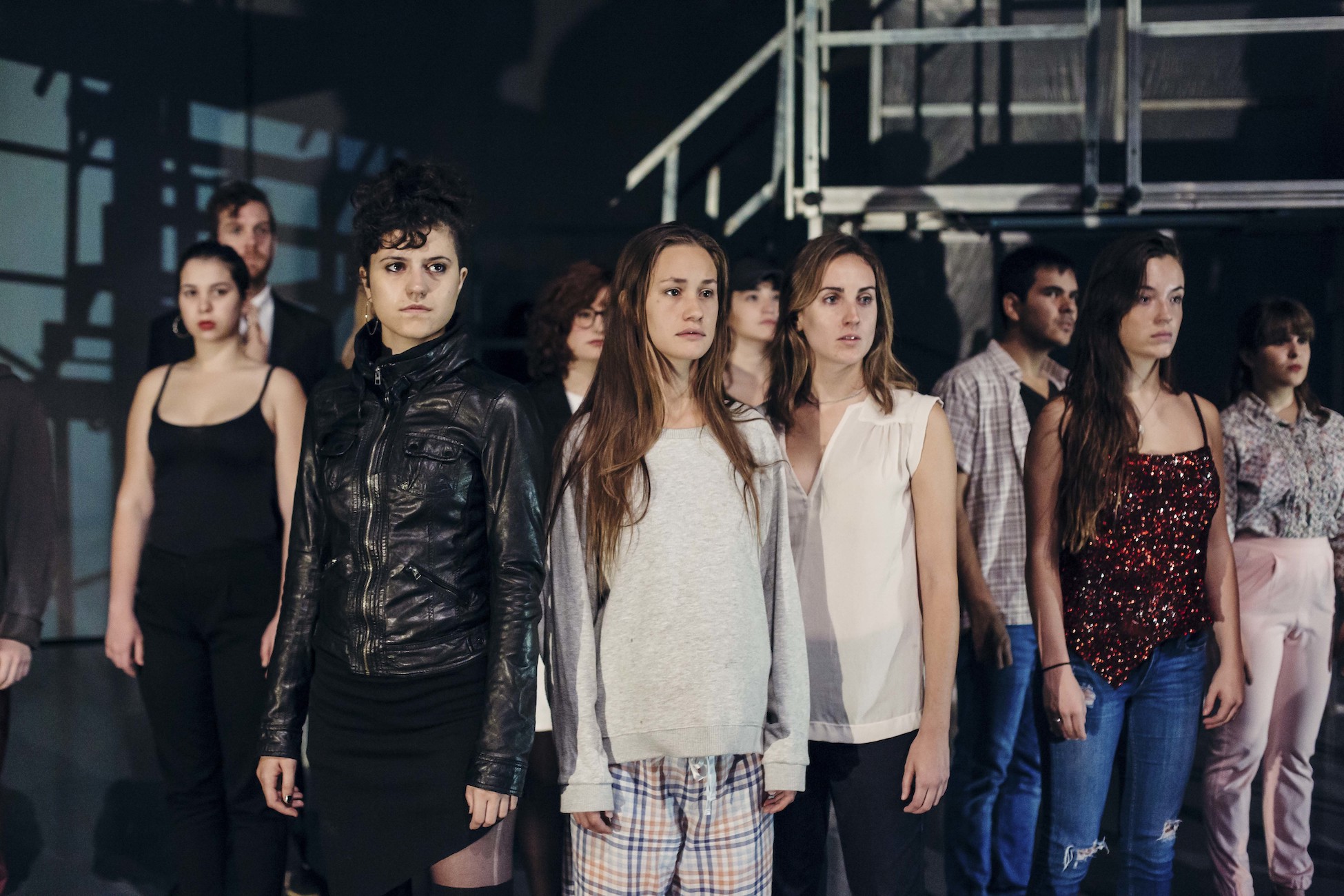 students performing a play