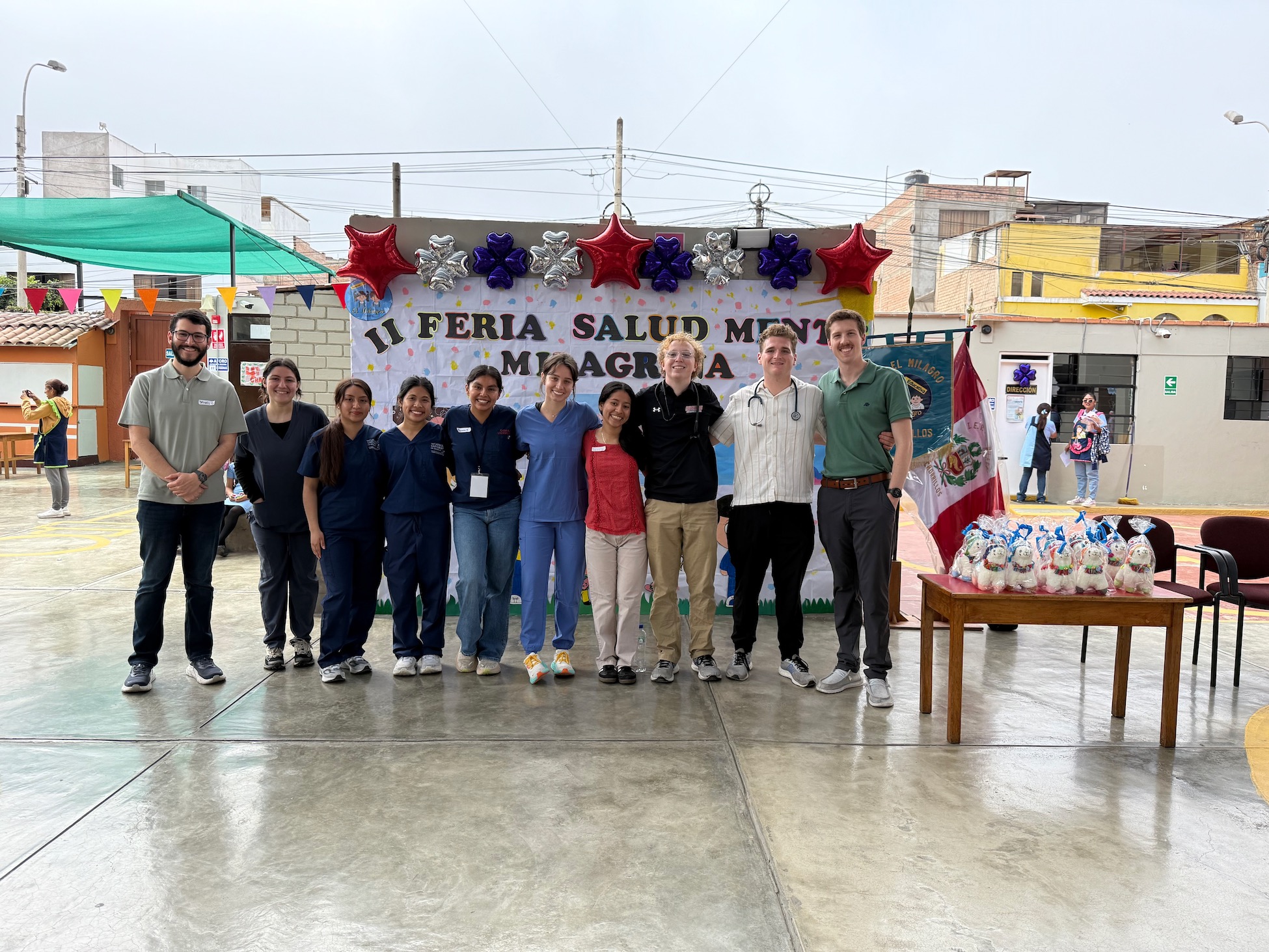 students at a health fair in Peru