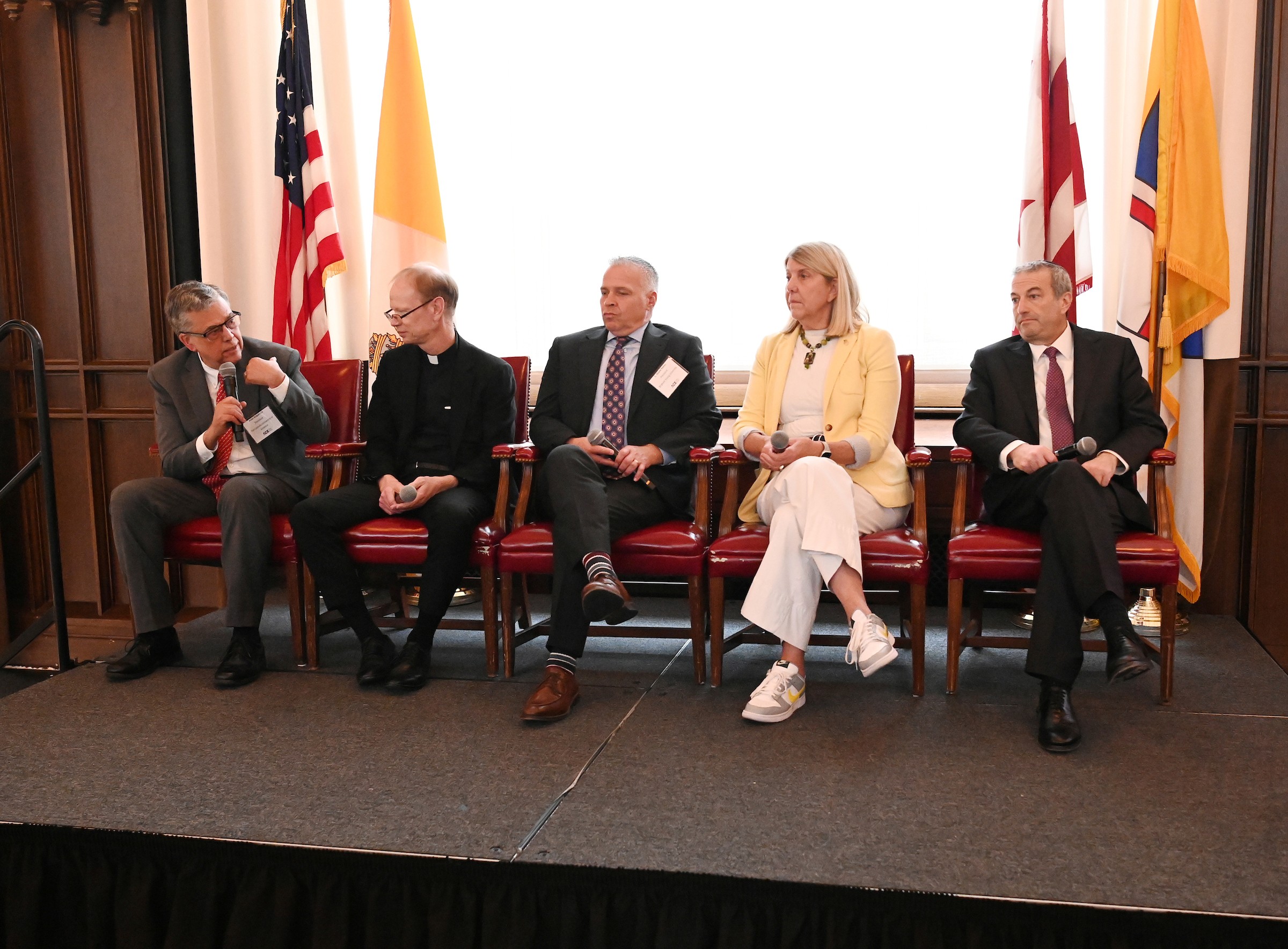 President Kilpatrick speaks during a panel with fellow university presidents