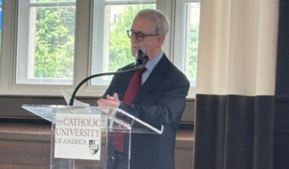 Paul O'Hara presents his ideas to conference