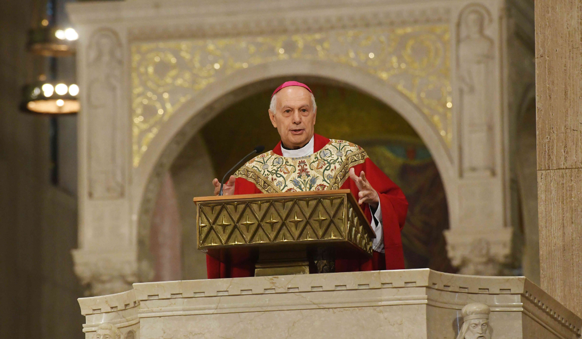 Archbishop Gabriele Caccia gives a homily at Holy Spirit Mass