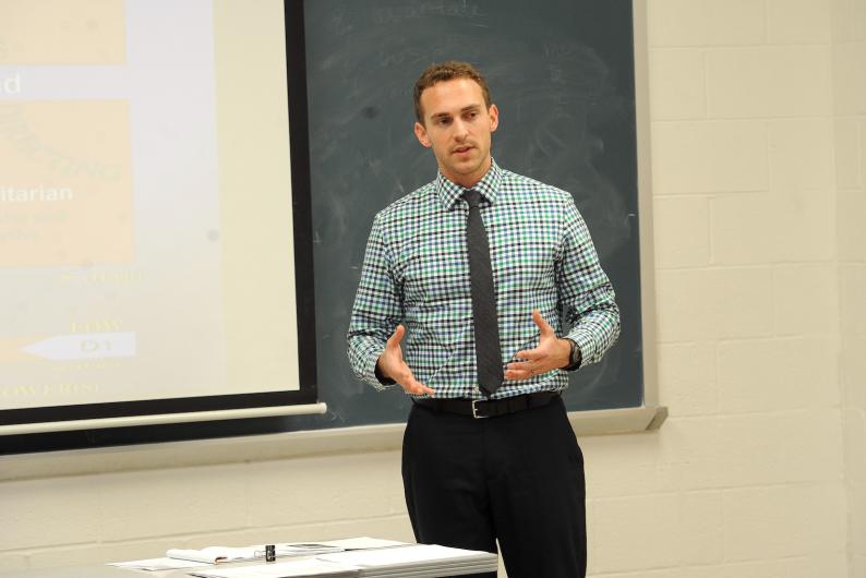 professional studies student gives a presentation in class