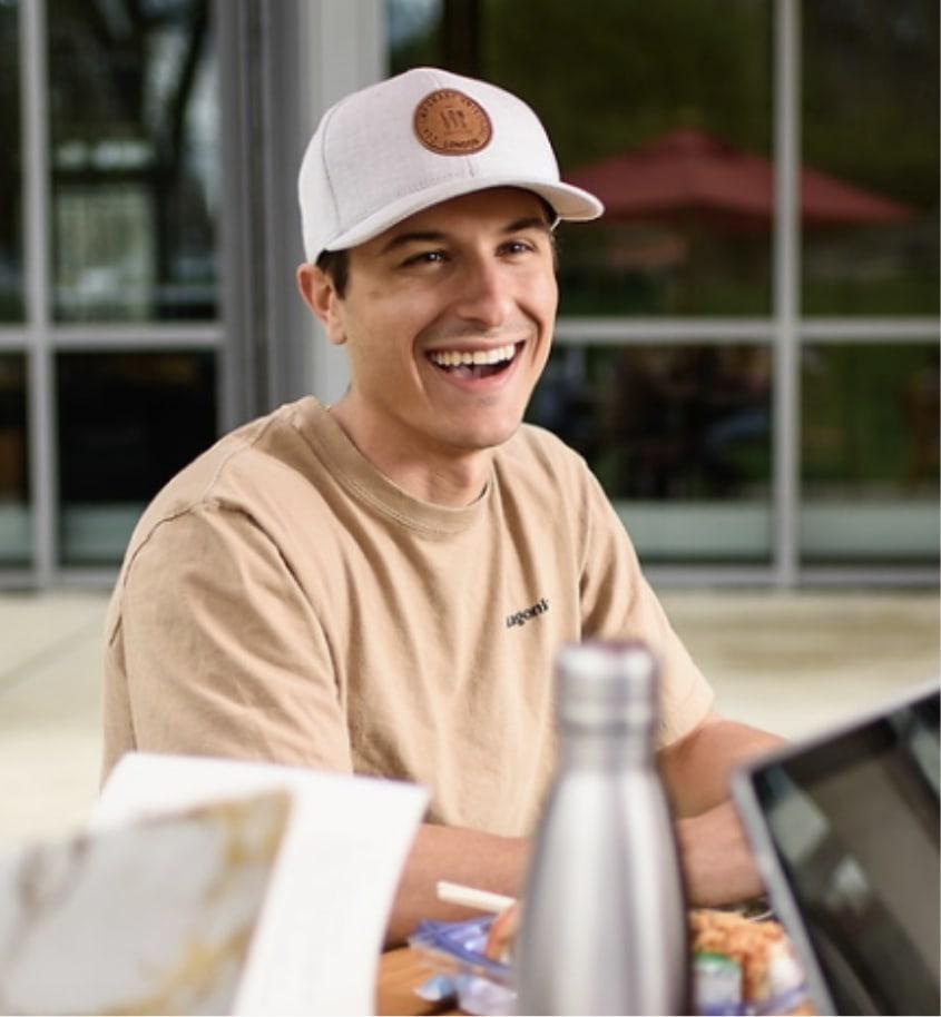 Student laughing