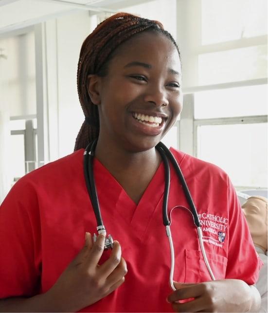 Nursing student smiling.
