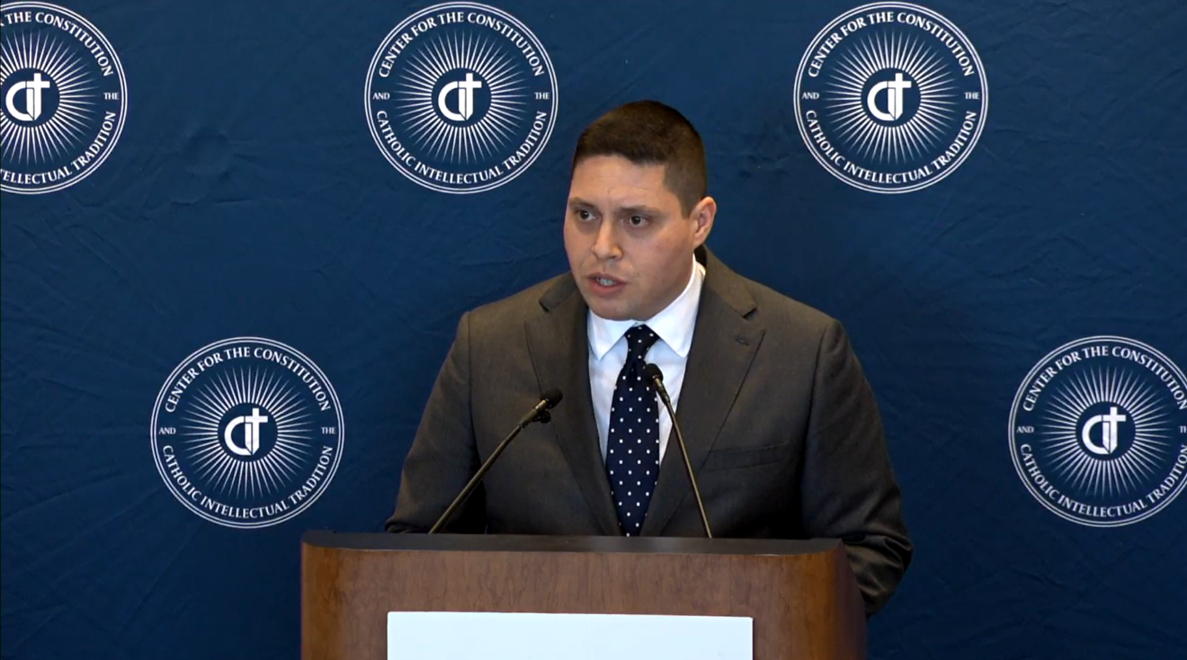 Professor Joel Alicea delivers lecture on Constitution and Catholic thought